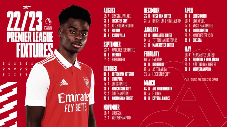 Arsenal's 2022/23 Premier League fixtures