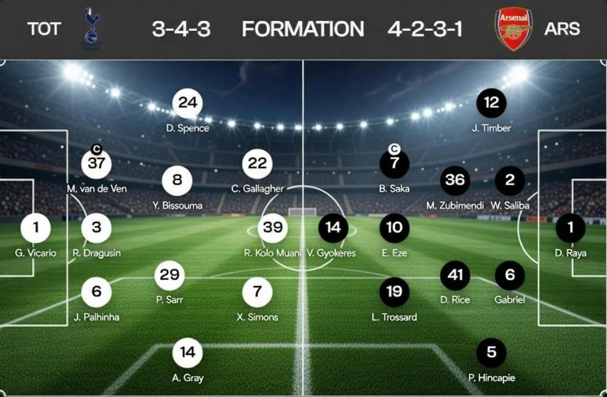 Tottenham vs Arsenal North London Derby 2026 live match graphic